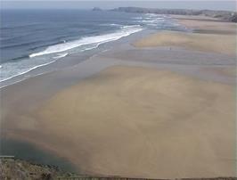 Perranporth beach this morning with the tide way out